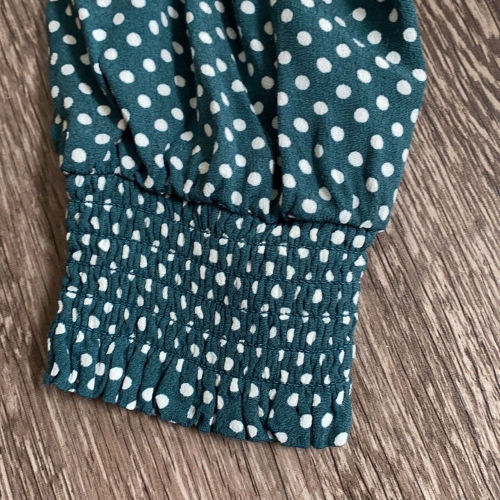LOFT Green Polka Dot Wrap Dress - Picture 4 of 6